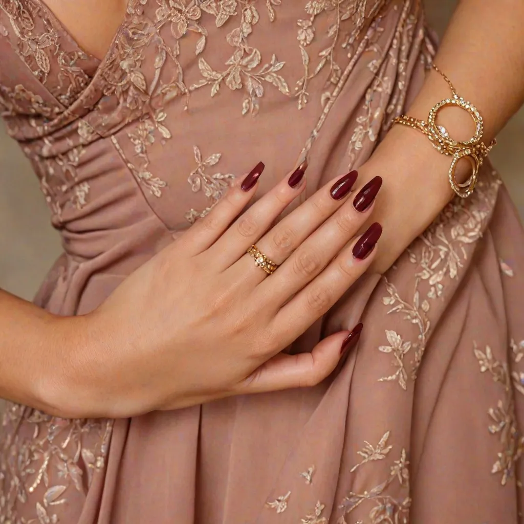 Jakie paznokcie do bordowej sukienki? Elegancja w ciepłych tonach